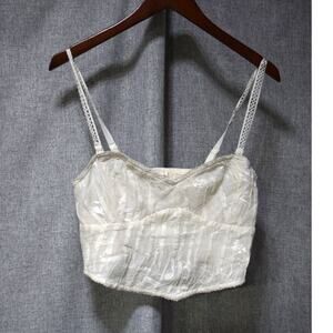 Free People Intimately Ivory Lace Corset Bralette Crop Top M